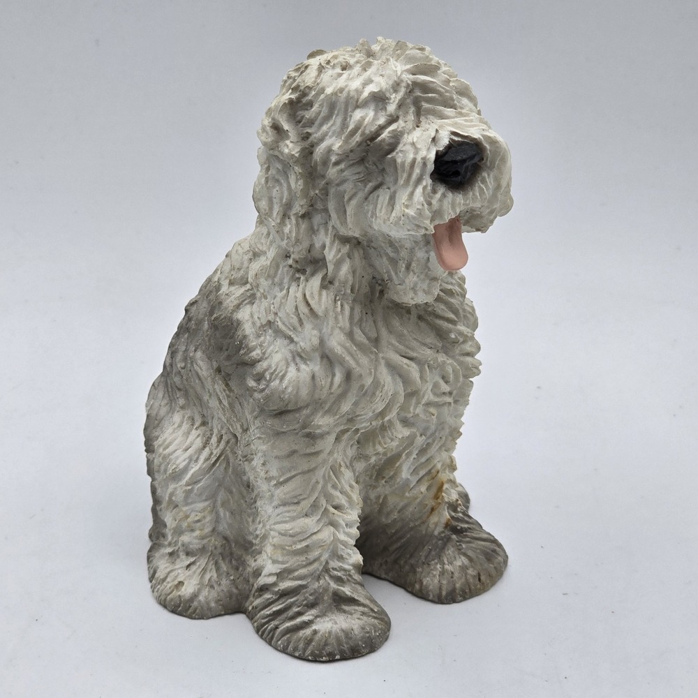 Vintage RUSS Realistic Sheep Dog Sitting‎ Tongue Out 4" Figurine